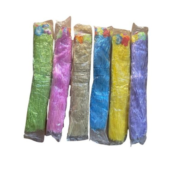 Pair of Adult Costume Plastic flower decorated Hula Skirts w/velcro- 2 Colors, - Picture 6 of 13